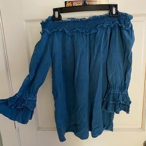 Denim-looking off the shoulder top